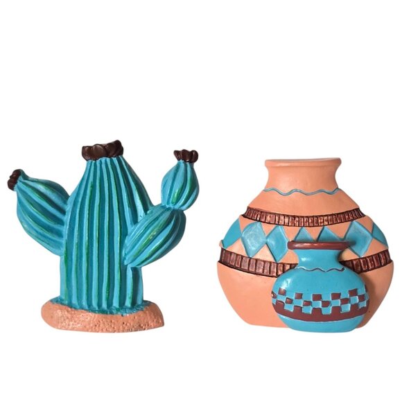 Vintage Southwestern Ceramic Refrigerator Magnets Cactus Pottery Kitchen Decor - Picture 1 of 5
